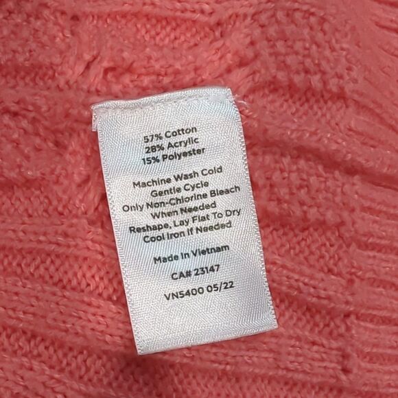 Talbots Sweater Womens 3X Coral Cowl Neck Cable Knit Spring Colorful - Picture 6 of 8